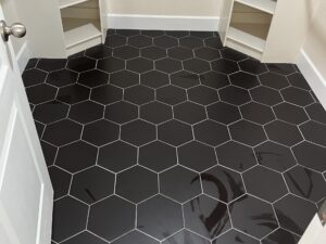 10x10 Black Hexagon floor install