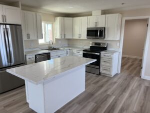 Completed kitchen with island