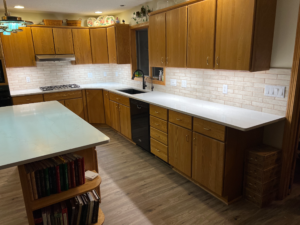 Custom White Quartz with Black Undermount Sink & Cooktop Fabrication & Installation